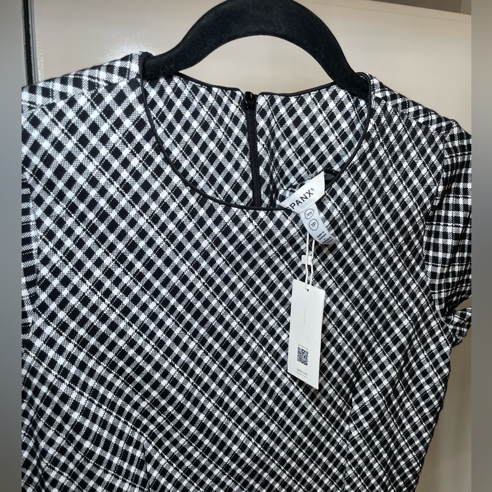 SPANX Gingham Mini Dress Black White Size XS Old Money Preppy Clean Girl Classic - Picture 6 of 8